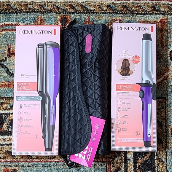 Remington Hot Styling Tools Bundle Flat Iron, Curling Iron, Mat, Tool Clutch - Picture 16 of 16